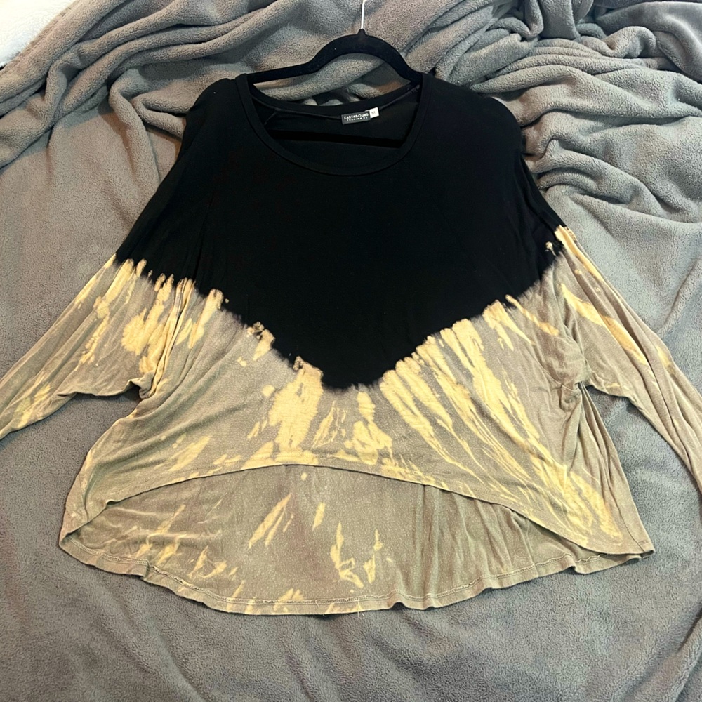 Earthbound Black and Tan Tie-Dye Long Sleeve Women's Top